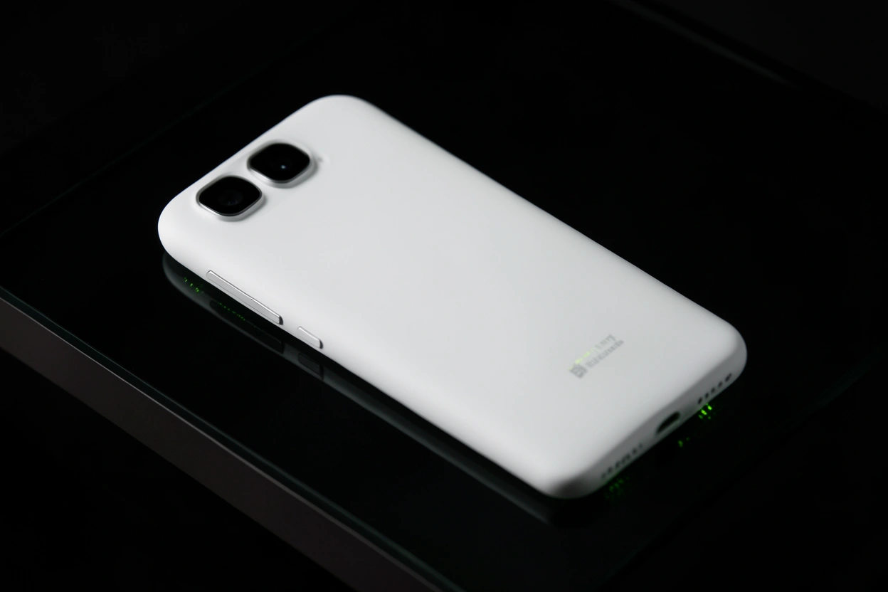 Dos mat blanc du Pixel 11 avec sa barre caméra horizontale