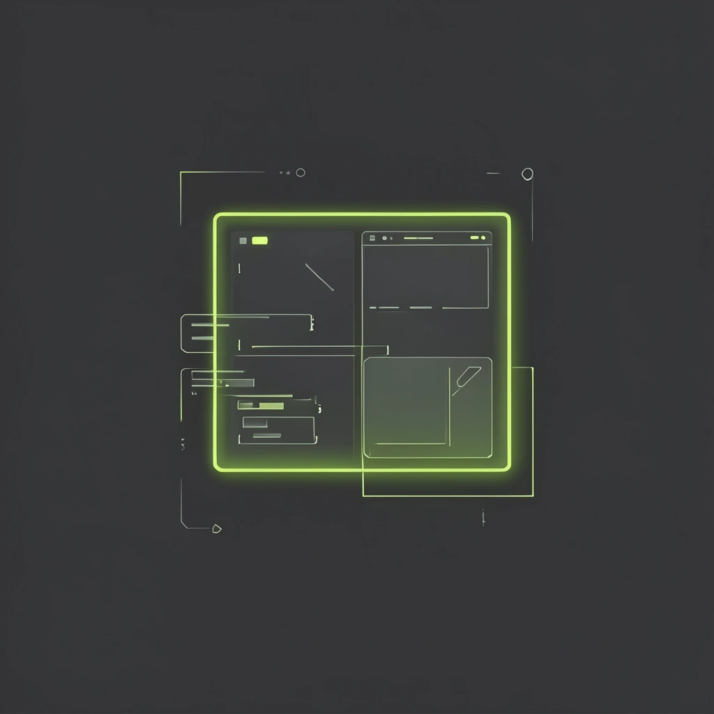 Illustration de fenêtres et blocs de code flottants